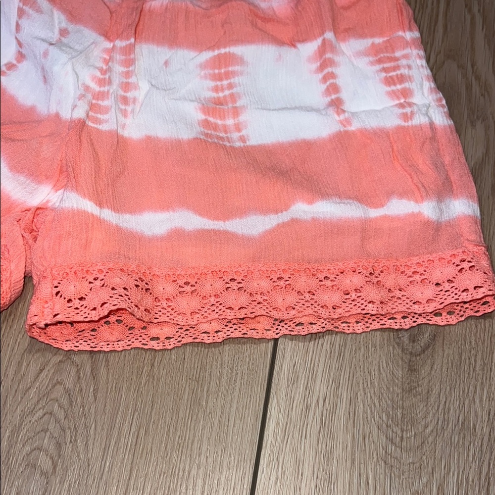 🛍️ 3 for $20 🛍️ - Justice Tie-Dye Coral and White High Waist Shorts - NWT - Picture 6 of 6